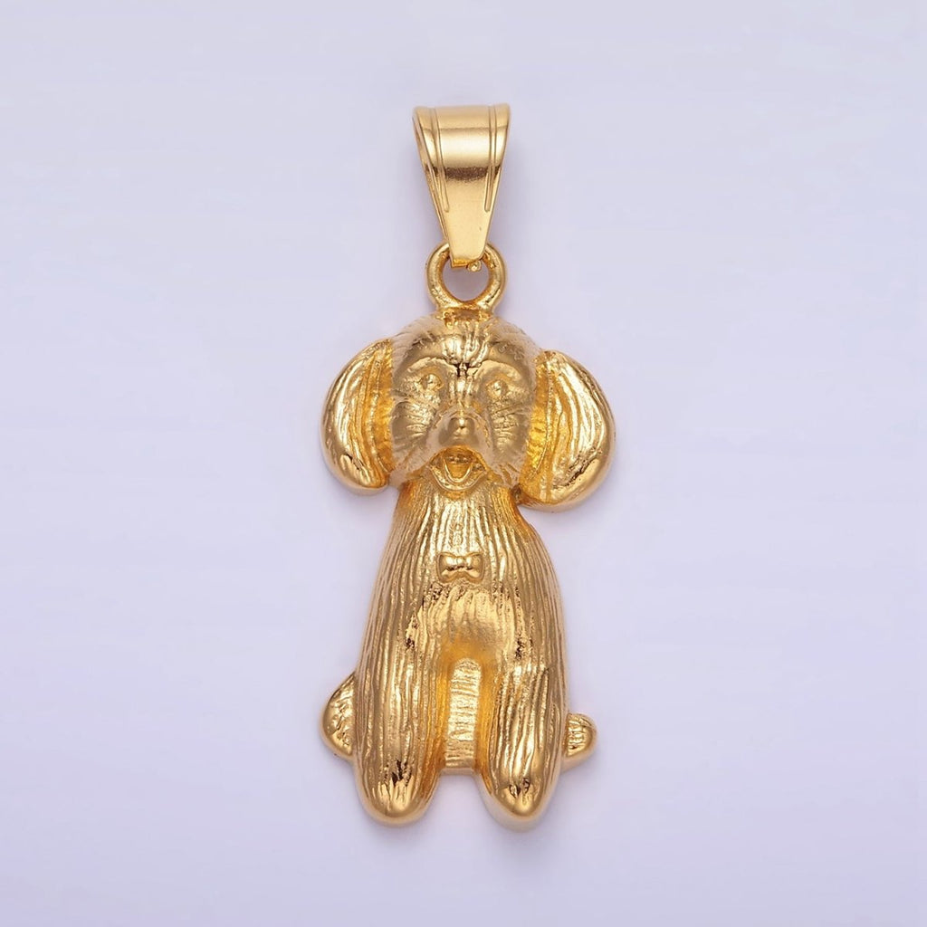 Stainless Steel Cocker Spaniel Pet Dog Minimalist in Gold & Oxidized Silver | P1460 - DLUXCA