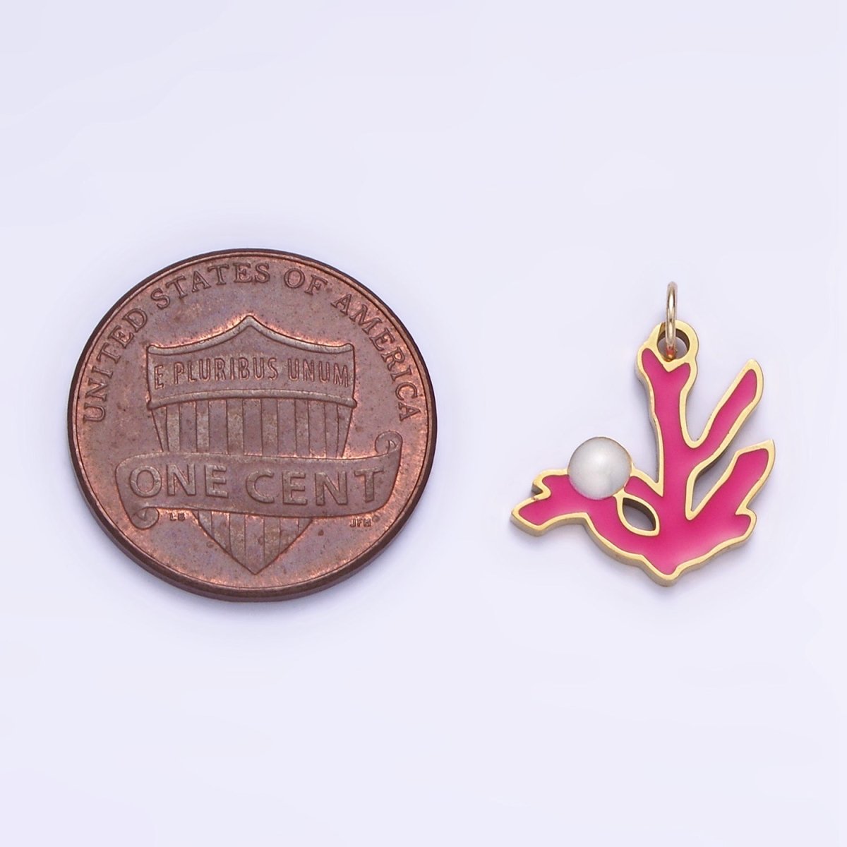 Stainless Steel Coral Charm Enamel Under The Sea Plant Pendant | P995 - DLUXCA