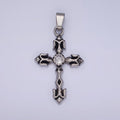 Stainless Steel Cross Pendant Antique Silver Trident Cross Charm P-878 - DLUXCA