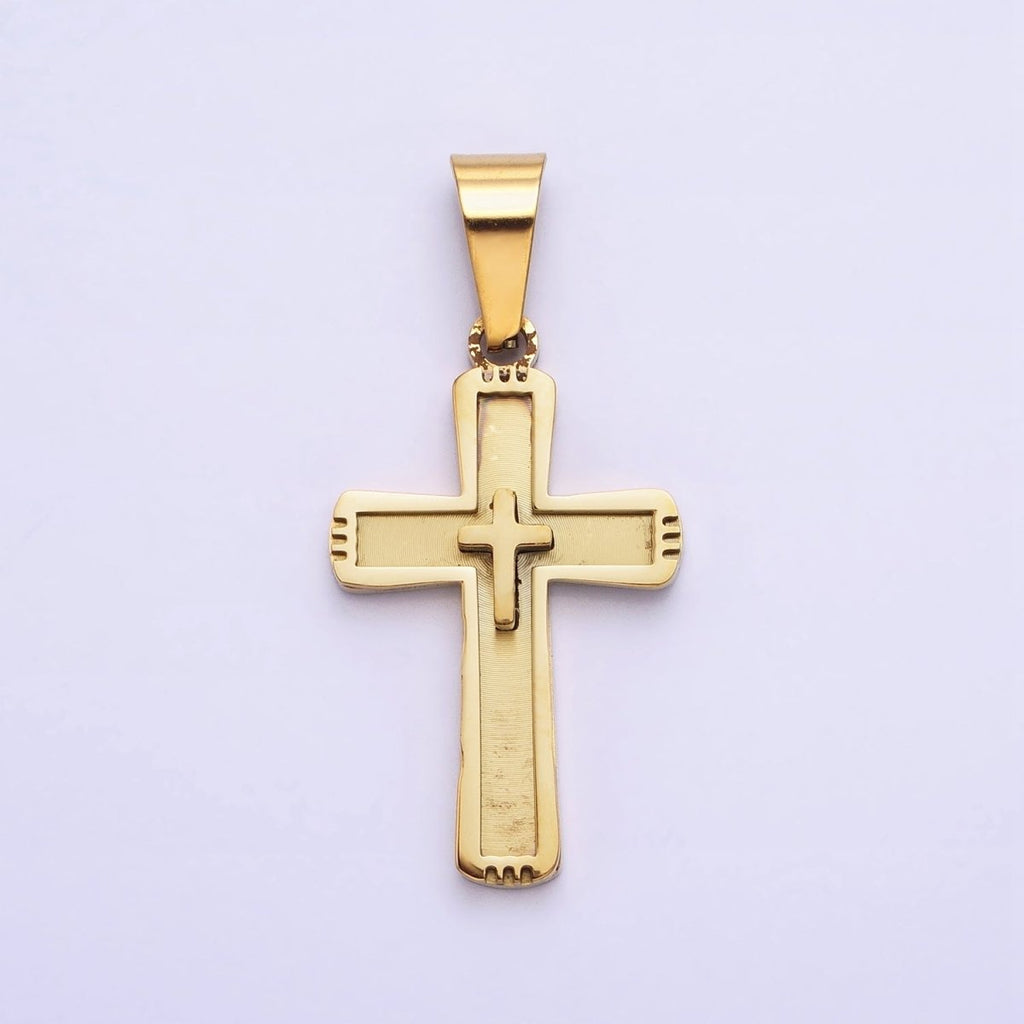 Stainless Steel Cross Pendant in Gold Silver for Unisex Statement Religious Jewelry Making | P-1118 - DLUXCA