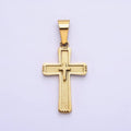 Stainless Steel Cross Pendant in Gold Silver for Unisex Statement Religious Jewelry Making | P-1118 - DLUXCA