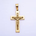 Stainless Steel Crucifix Cross Pendant in Gold Silver for Statement Religious Jewelry Making | P-1119 - DLUXCA