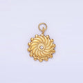 Stainless Steel CZ Lined Spiral Dotted Round Charm | P963 - DLUXCA