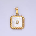 Stainless Steel CZ Shell Pearl Square Edged Bezel Pendant | P1392 - DLUXCA