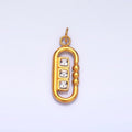 Stainless Steel CZ Square Bubble Dotted Open Oblong Charm | P1270 - DLUXCA
