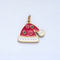 Stainless Steel Dotted Enamel Christmas Hat Holiday Charm | P1498 - DLUXCA