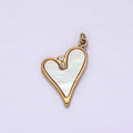 Stainless Steel Double Clear CZ Shell Pearl Heart Charm in Gold & Silver | P1296 P1297 - DLUXCA