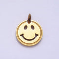Stainless Steel Double Sided Smiley Face Clover Charm in Gold & Silver | P-1120 - DLUXCA