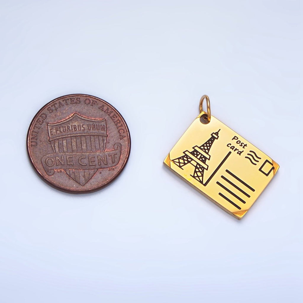 Stainless Steel Eiffel Tower Paris Black Enamel Charm | P1341 - DLUXCA