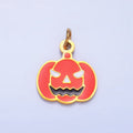 Stainless Steel Enamel Pumpkin Halloween Holiday Charm | P1528 - DLUXCA