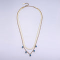 Stainless Steel Evil Eye Drop Curb Herringbone Chain Double Layering Necklace | WA - 2545 - DLUXCA