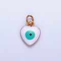 Stainless Steel Evil Eye Enamel Heart Charm in Gold & Silver | P733 - DLUXCA