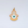 Stainless Steel Evil Eye Hamsa Hand Geometric Enamel Charm | P1042 - DLUXCA