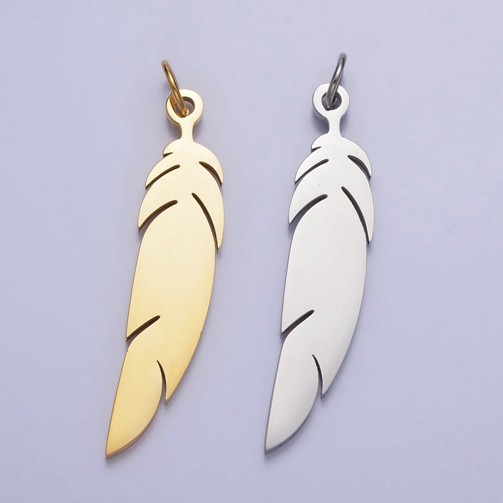 Stainless Steel Feather Wing Strand Add-On Charm in Gold & Silver | P-921 - DLUXCA