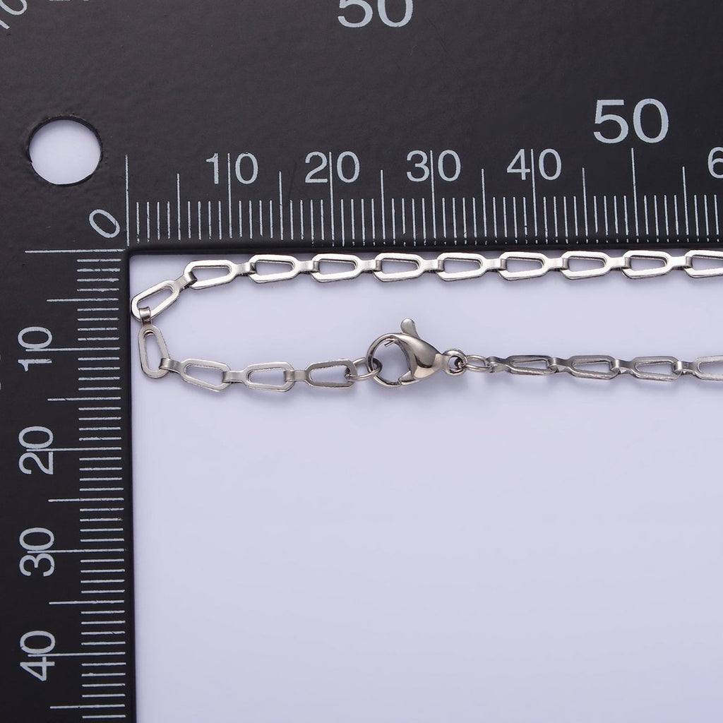 Stainless Steel Flat Oval Cable Chain Necklace 2.7mm Cable Chain Jewelry Making 18 inch Women Necklace | WA-2096 Clearance Pricing - DLUXCA