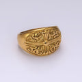 Stainless Steel Fleury Cross Artisan Oval Signet Ring in Gold & Silver | O1239 - O1244 - DLUXCA