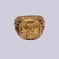 Stainless Steel Fleury Tied Line Artisan Gold Signet Ring | O1245 - O1247
