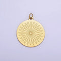 Stainless Steel Flower Engraved Round Medallion Charm | P948 - DLUXCA