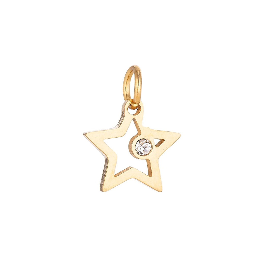 Stainless Steel Gold Minimalist Elegance Star Cubic Zirconia Bracelet Charm Necklace Pendant Findings for Jewelry Making E-628 - DLUXCA