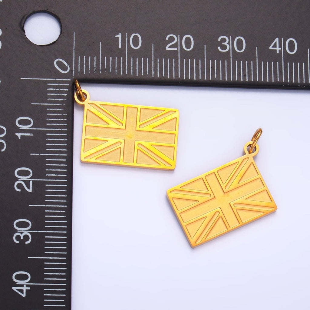 Stainless Steel Gold Union Jack England Flag Charm | P1438 - DLUXCA