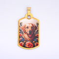 Stainless Steel Golden Retriever Dog Rectangular Tag Pendant | P1216 - DLUXCA