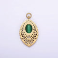 Stainless Steel Green Cat's Eye Artisan Oval Sphere Charm in Gold & Silver | P1271 P1272 - DLUXCA