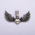 Stainless Steel Heart Feather Angel Wings Pendant | P874 - DLUXCA