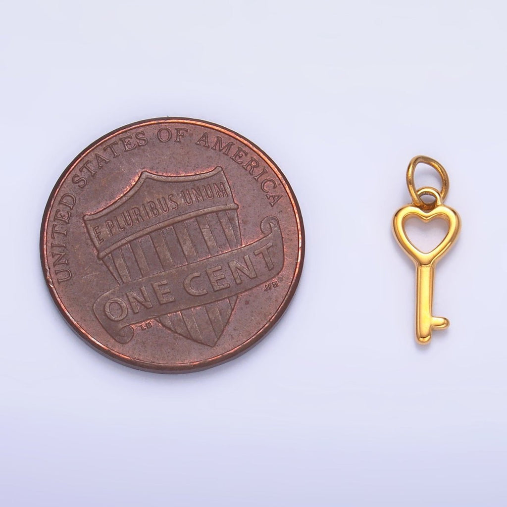 Stainless Steel Heart Key Mini Minimalist Charm | P1442 - DLUXCA