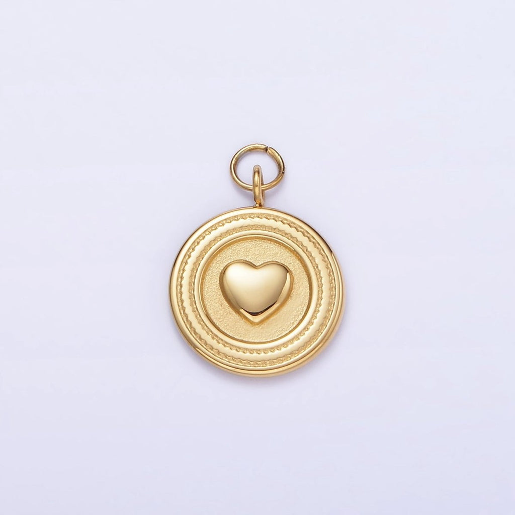 Stainless Steel Heart Minimalist Round Charm | P973 - DLUXCA
