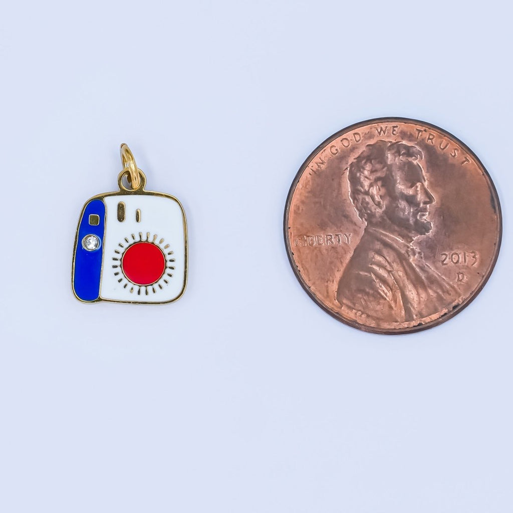 Stainless Steel Instant Camera Enamel Charm | P1206 - DLUXCA