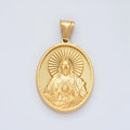 Stainless Steel Jesus Sacred Heart Textured Oval Pendant | P1468 - DLUXCA