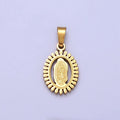 Stainless Steel Lady Guadalupe Virgin Mary Open Oval Pendant in Gold & Silver J-626 J-639 - DLUXCA