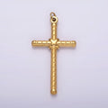 Stainless Steel Latin Cross Tied Hexagon Textured Charm in Gold & Silver | P1282 P1283 - DLUXCA