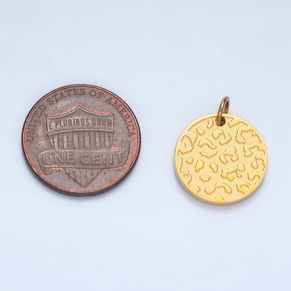 Stainless Steel Leopard Print Charm Minimalist Coin Cheetah Pendant | P638 - DLUXCA
