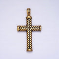 Stainless Steel Line-Engraved Religious 55mm Cross Pendant in Gold & Silver P-1144 - DLUXCA