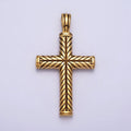 Stainless Steel Line-Engraved Religious Cross 55mm Gold Pendant | P-1162 - DLUXCA