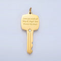 Stainless Steel Love Engraved CZ Key Lock Charm | P1021 - DLUXCA