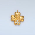 Stainless Steel Micro Paved CZ Clover Flower Charm | P695 - DLUXCA