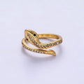 Stainless Steel Micro Paved CZ Serpent Snake Wrap Ring | U044 U045 - DLUXCA