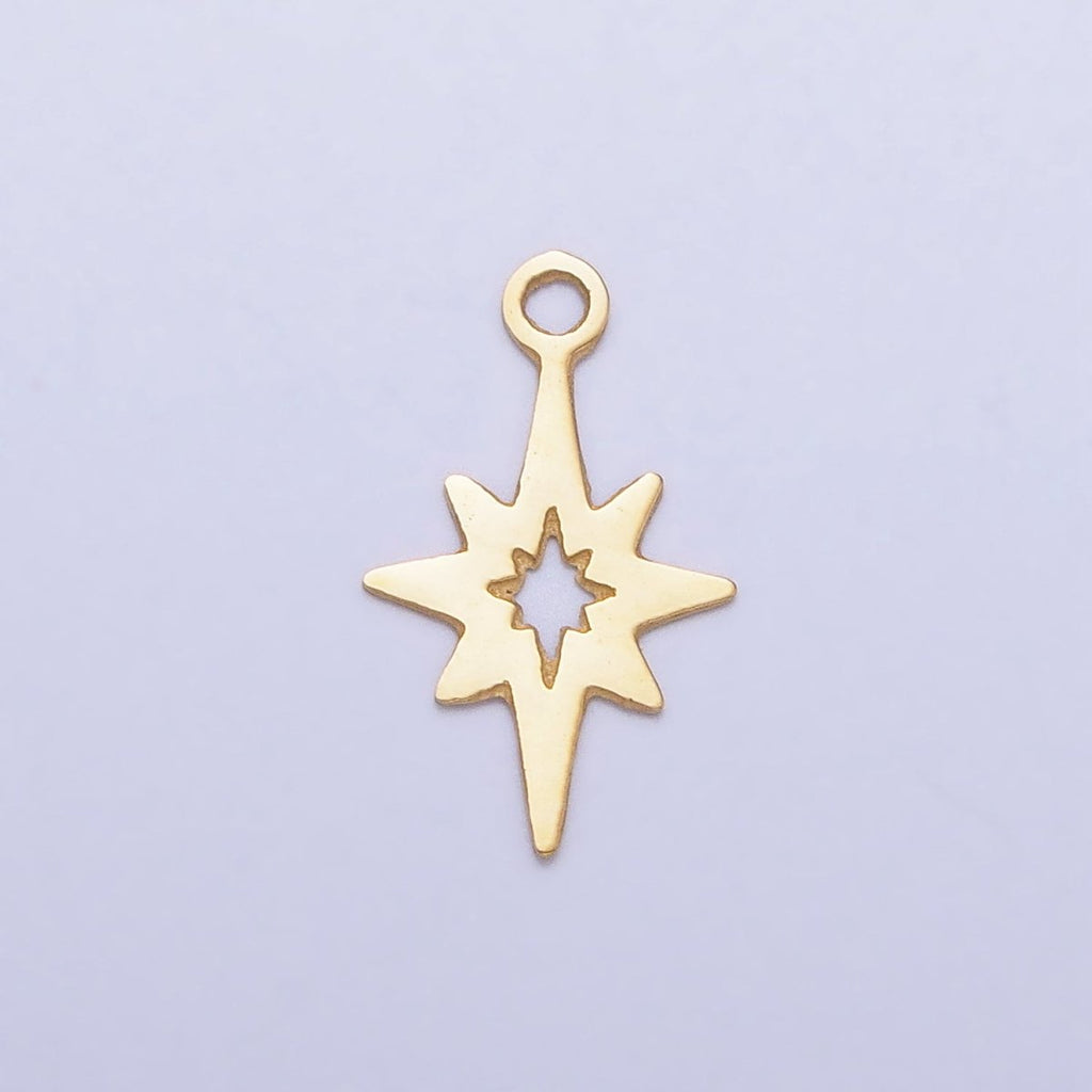 Stainless Steel Mini Open North Star Celestial Add-On Charm in Gold & Silver | P-902 - DLUXCA