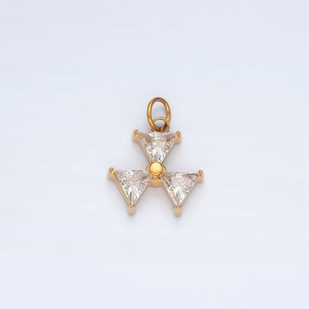 Stainless Steel Mini Triple Triangle CZ Add - On Charm | P1035 - DLUXCA