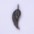 Stainless Steel Minimalist Feather Angel Wing Oxidized Silver Pendant | P1452 - DLUXCA