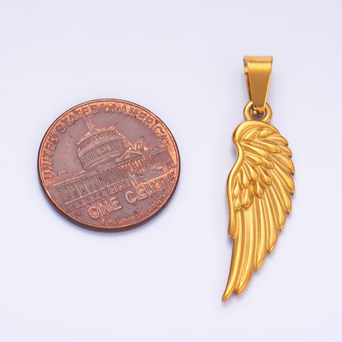 Stainless Steel Minimalist Feather Angel Wings Pendant | P1210 - DLUXCA