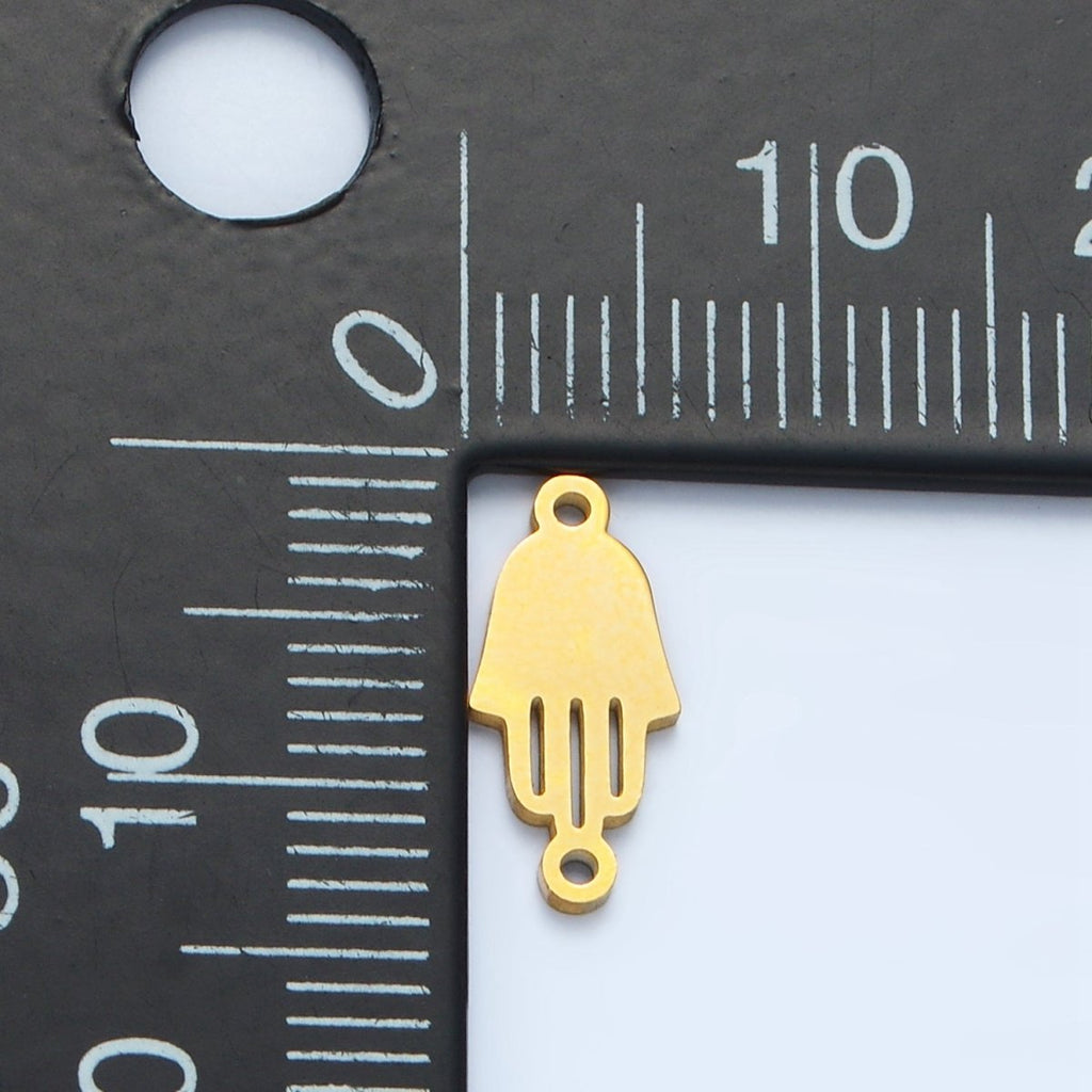 Stainless Steel Minimalist Hamsa Hand Silhouette Outline Connector | F176 - DLUXCA