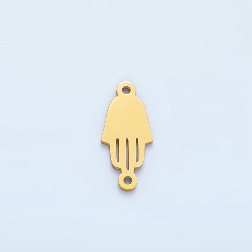 Stainless Steel Minimalist Hamsa Hand Silhouette Outline Connector | F176 - DLUXCA