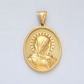 Stainless Steel Miraculous Lady Guadalupe Mary Stars Textured Oval Pendant | P1470 - DLUXCA