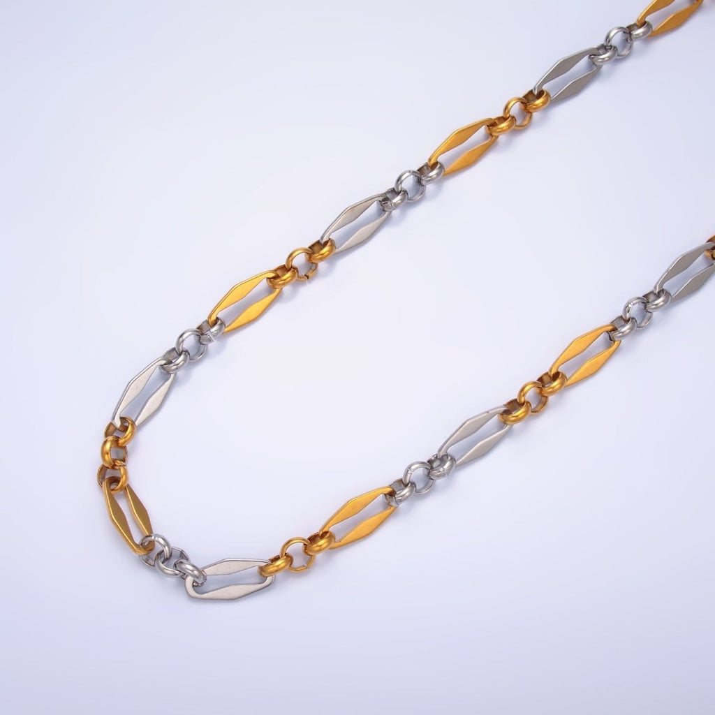 Stainless Steel Mixed Metal Geometric Edged Paperclip Rolo Unfinished Chain by Yard | Roll - 1542 - DLUXCA