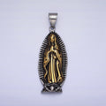 Stainless Steel Mother Virgin Mary Lady Guadalupe Mixed Metal Religious Pendant | P1156 - DLUXCA