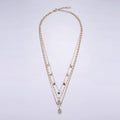 Stainless Steel Multicolor Drop Sunburst, Paperclip, Cable Chain Triple Layering Necklace | WA - 2553 - DLUXCA