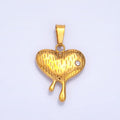 Stainless Steel Multidimensional CZ Lined Molten Drip Heart Pendant | P1522 - DLUXCA
